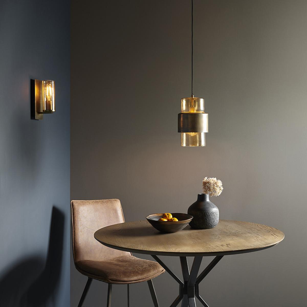 Palermo Wall Lamp Brass Patina Champagne - Brass Patina & Champagne Lustre Glass – image 4