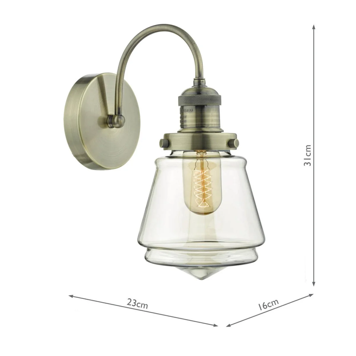 Curtis Wall Light Antique Brass Champagne Glass – image 3