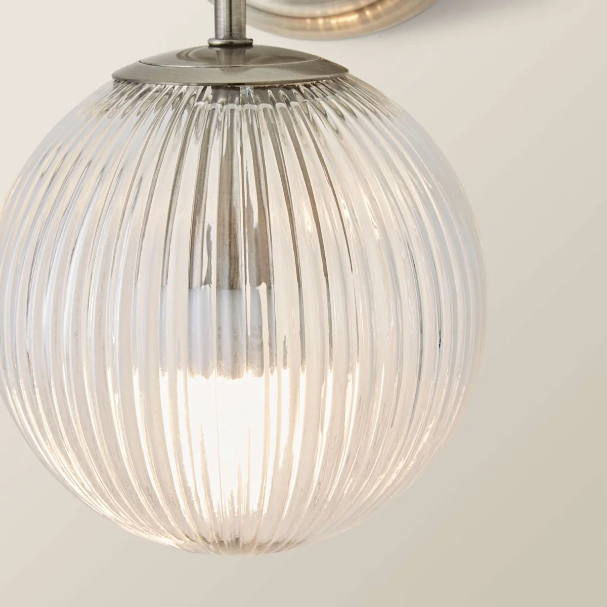Kempton Wall Light with Ribbed Globe Shade - Brushed Chrome / 15cm / 1 – image 4