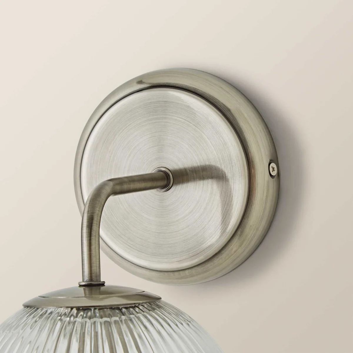 Kempton Wall Light with Ribbed Globe Shade - Brushed Chrome / 15cm / 1 – image 5