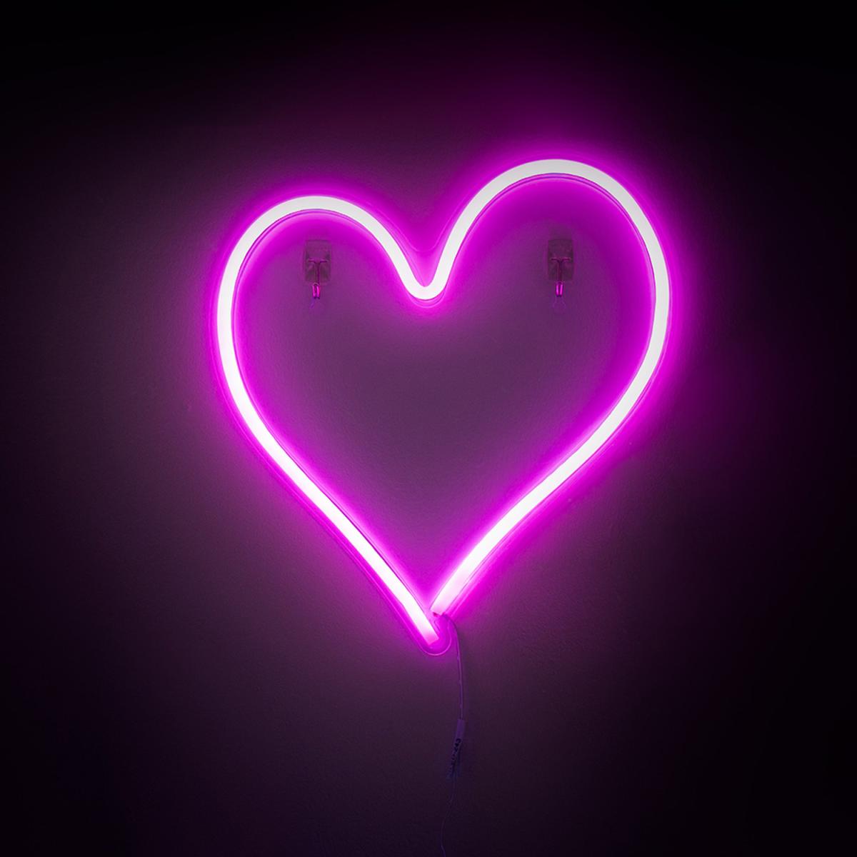 Heart Neon Style Wall Light Decoration - White
