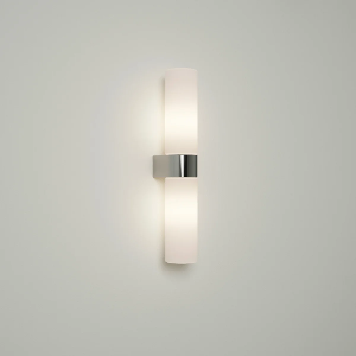 Koto 2lt Bathroom Wall Light - Polished Chrome Plate And White Glass – image 2