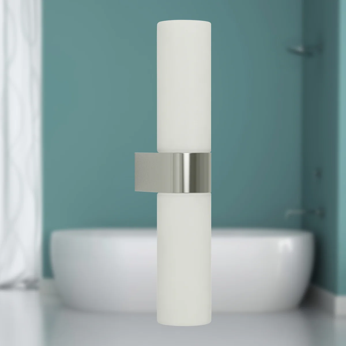 Koto 2lt Bathroom Wall Light - Polished Chrome Plate And White Glass – image 4