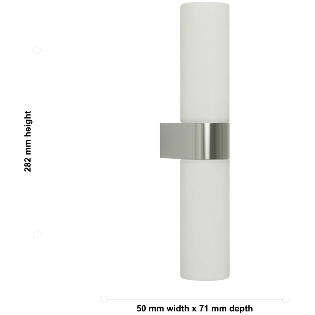 Koto 2lt Bathroom Wall Light - Polished Chrome Plate And White Glass – image 5