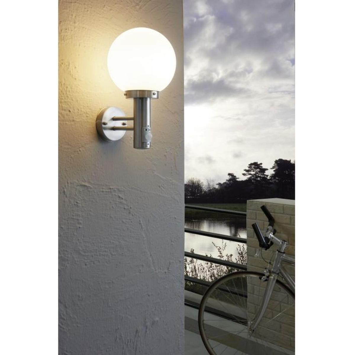 Nisia Contemporary globe exterior wall light with sensor - Grey – image 2