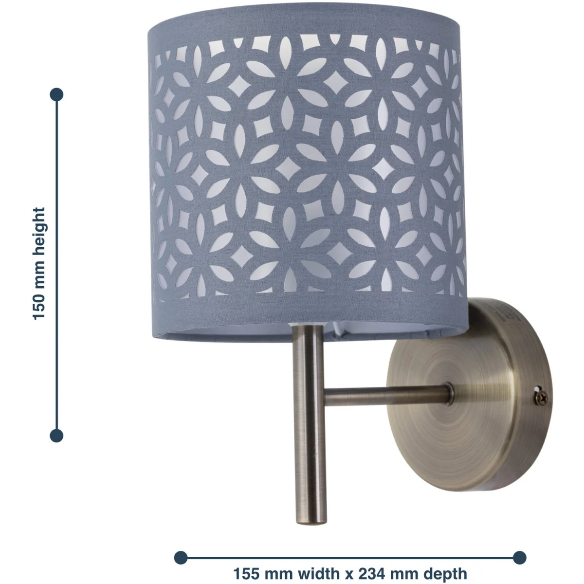 Brea Wall Light - Antique Brass Plate And Grey Cut Out Cotton – image 5