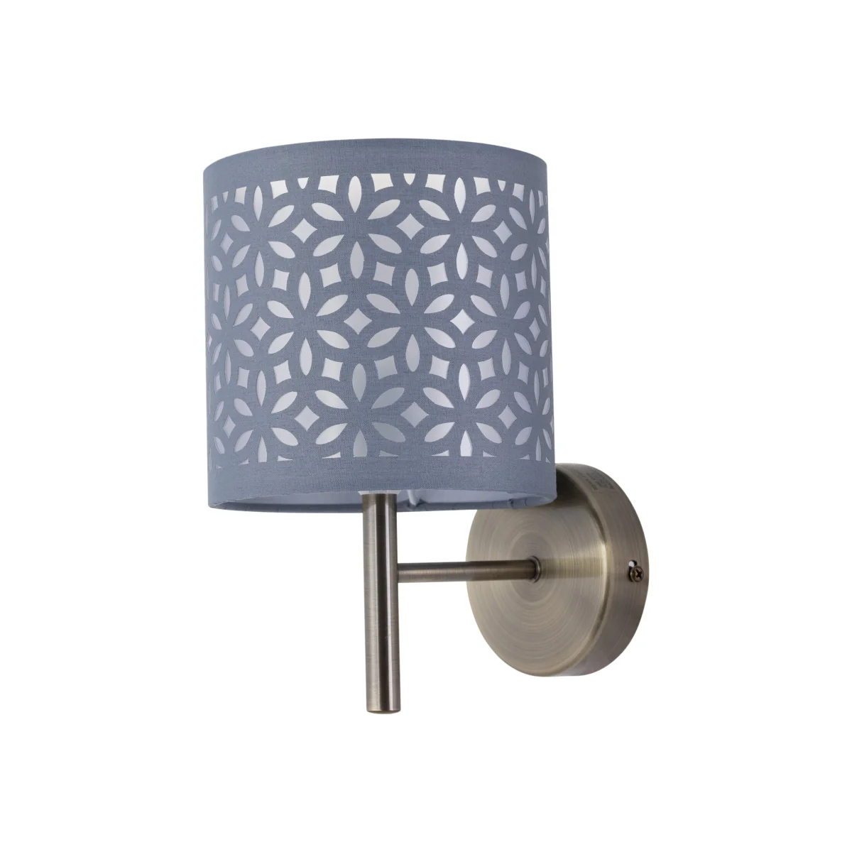Brea Wall Light - Antique Brass Plate And Grey Cut Out Cotton – image 1