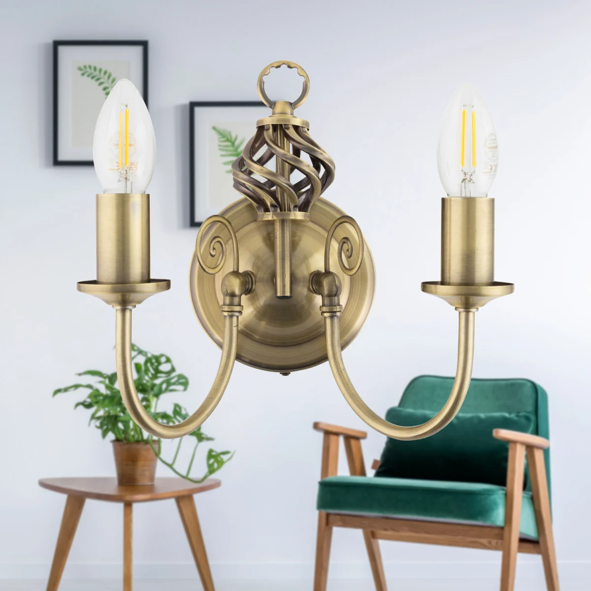 Barley Twist Antique Brass Wall Light - Antique Brass – image 4
