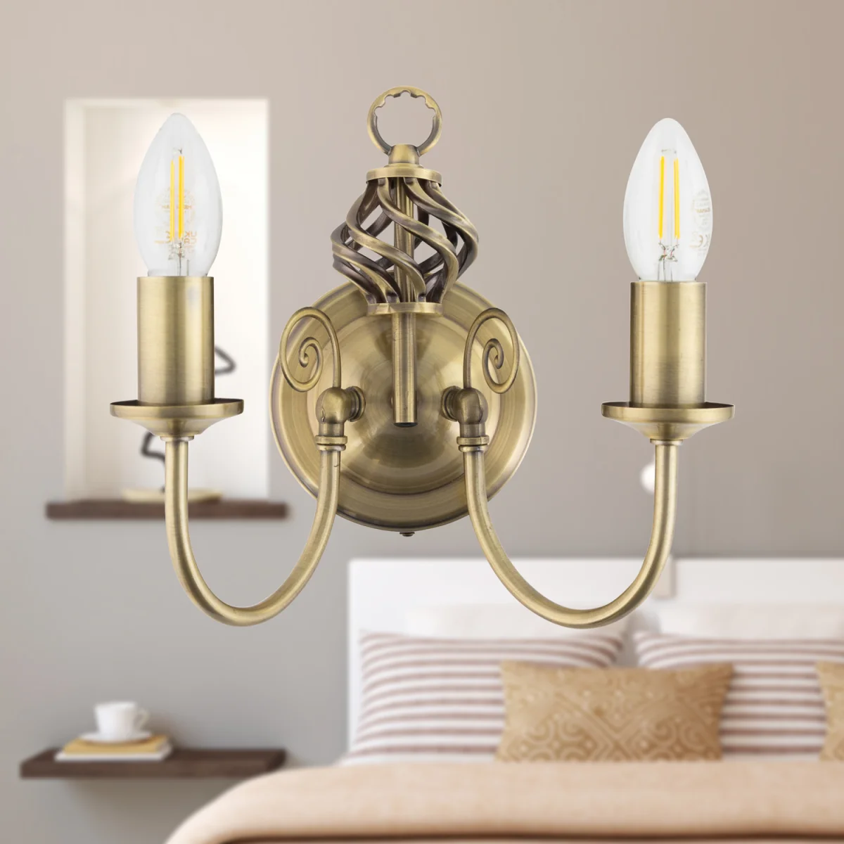 Barley Twist Antique Brass Wall Light - Antique Brass – image 5