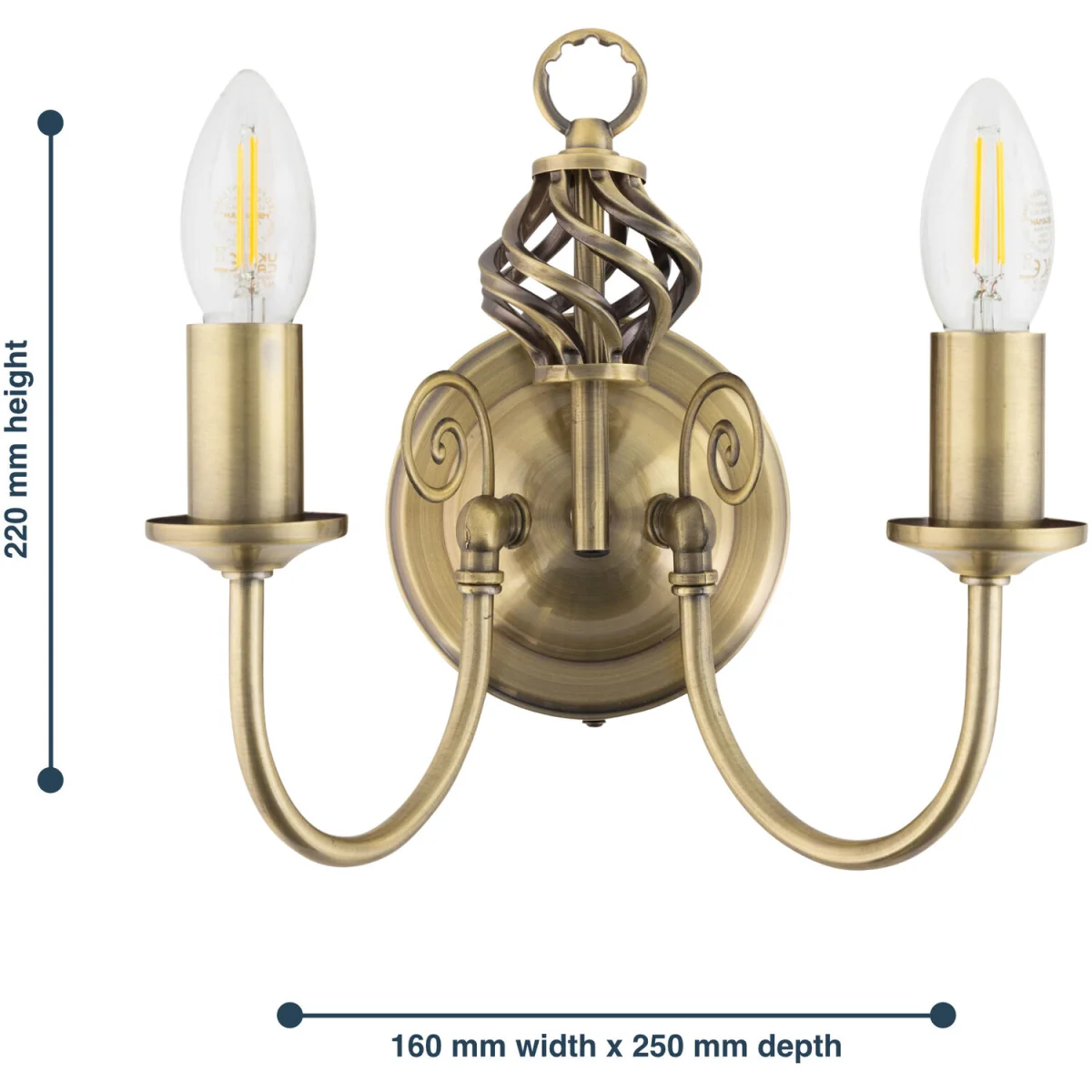Barley Twist Antique Brass Wall Light - Antique Brass – image 6