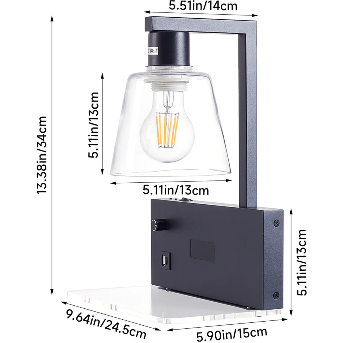 Sleek Wall Light with Digital Clock - Black – image 2