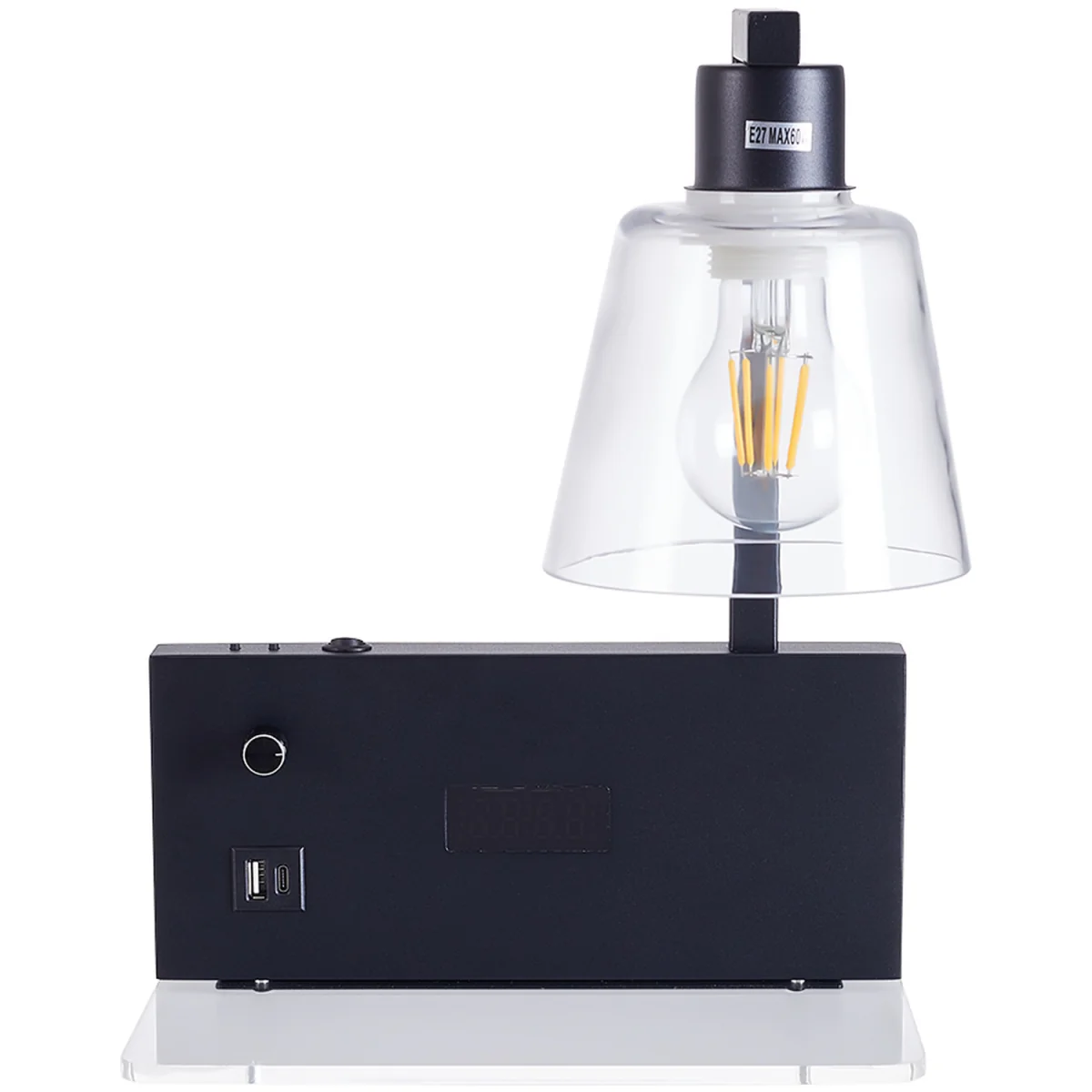 Sleek Wall Light with Digital Clock - Black – image 11