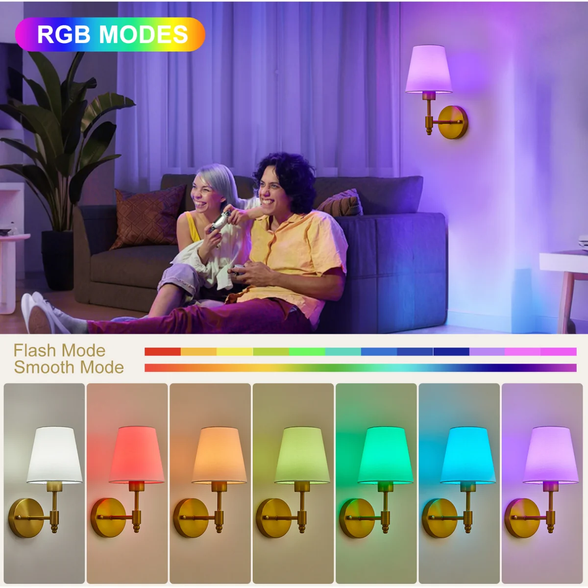 Unique Pack of Two Wall Lights with LED Bulbs - Gold – image 3
