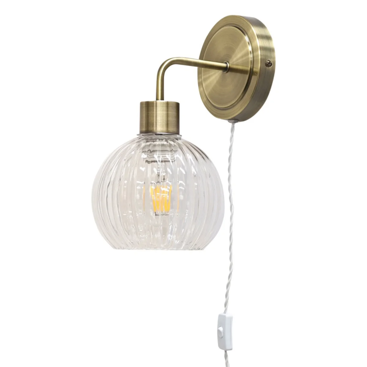Toby Antique Brass Plug In Wall Light Fitting Glass Not Included - Antique Brass – image 2