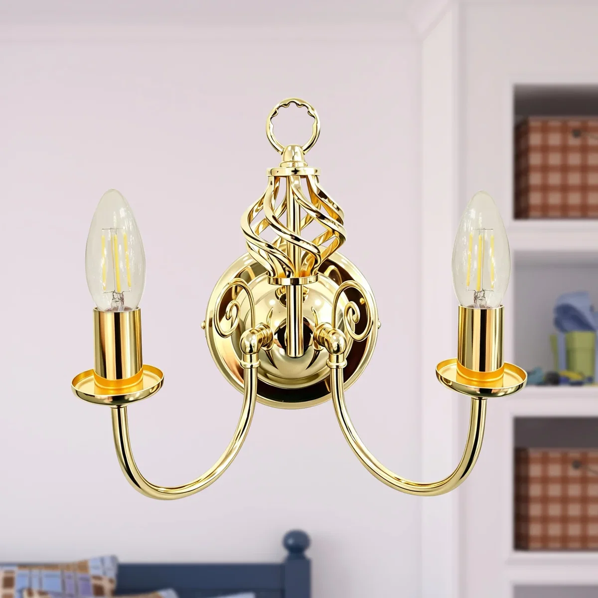 Barley Twist Polished Brass Wall Light - Brass – image 2