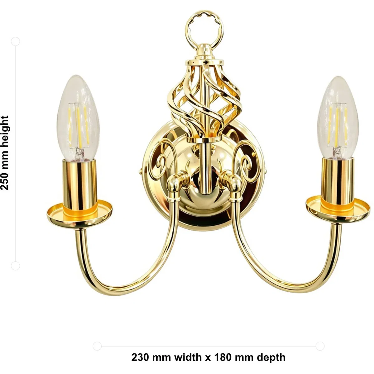 Barley Twist Polished Brass Wall Light - Brass – image 3