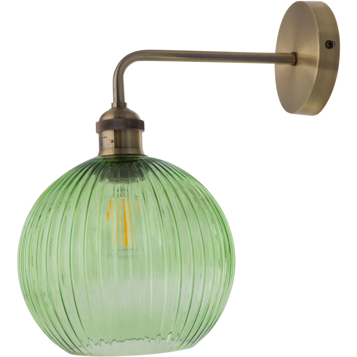 Set Of 2 Isaac Wall Lights - Antique Brass Plate And Clear Green Ribbed Glass – image 3