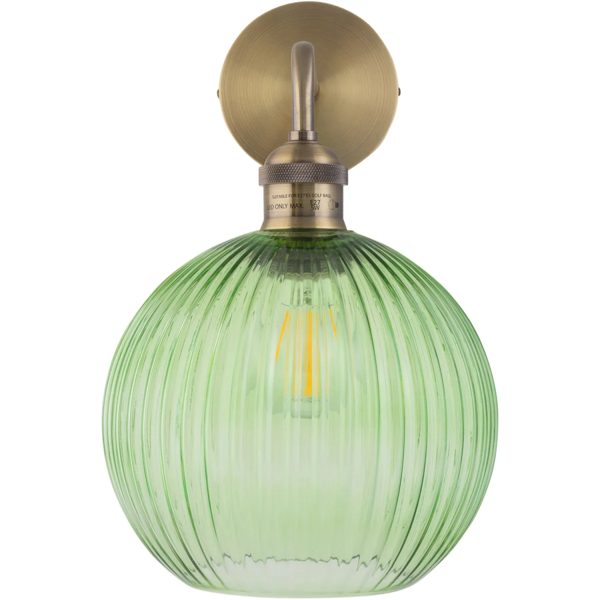 Set Of 2 Isaac Wall Lights - Antique Brass Plate And Clear Green Ribbed Glass – image 4