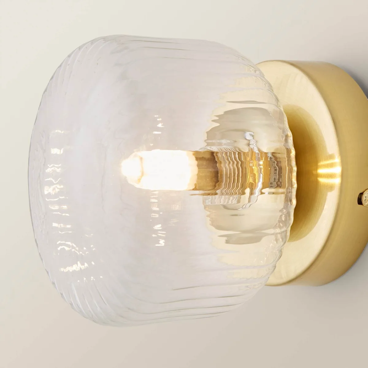 Calpe Flush Wall Light with Ribbed Shade - Brushed Gold / 0.31kg / Glass / 0 – image 4