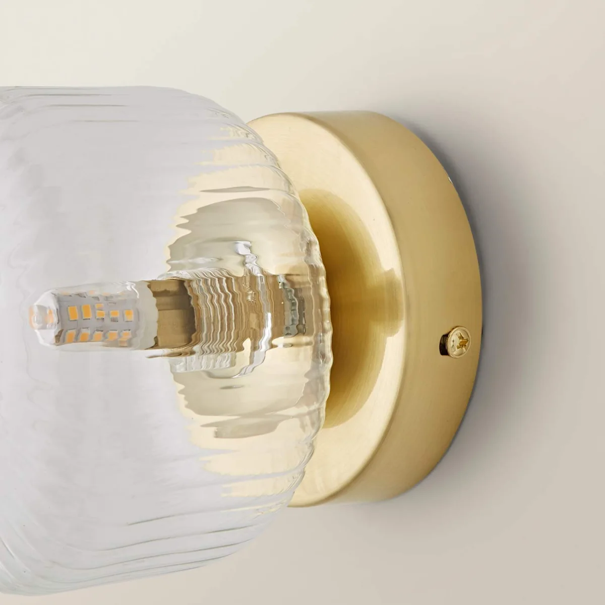 Calpe Flush Wall Light with Ribbed Shade - Brushed Gold / 0.31kg / Glass / 0 – image 5