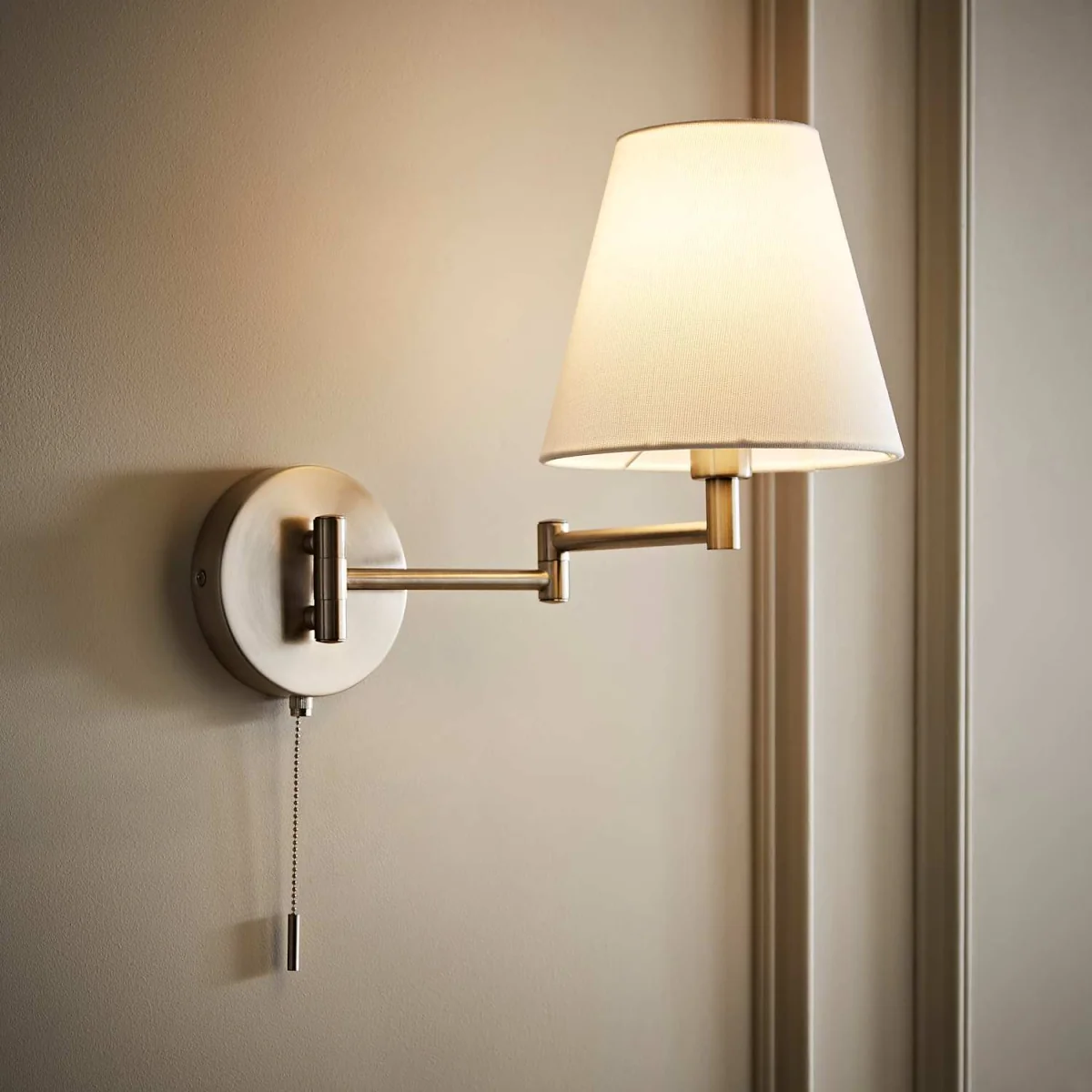Sonia Swing Arm Wall Light with Tapered Shade - Brushed Chrome / 0.55kg / 0 – image 2