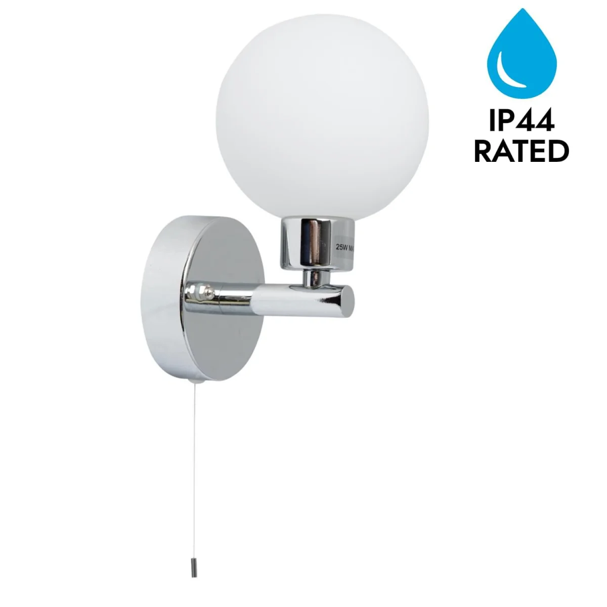 Dais Bathroom Wall Light - Polished Chrome Plate And Opal Glass – image 3