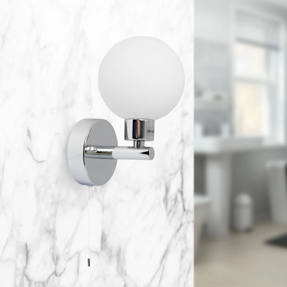 Dais Bathroom Wall Light - Polished Chrome Plate And Opal Glass – image 4