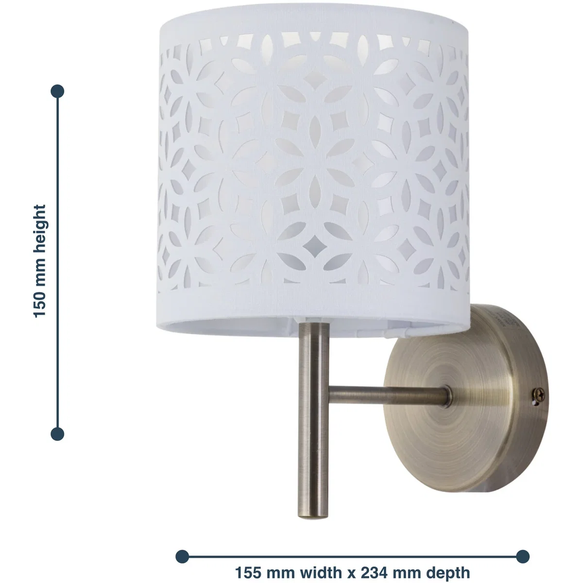 Brea Antique Brass Wall Light With White Cut Out Shade - Antique Brass & White – image 5