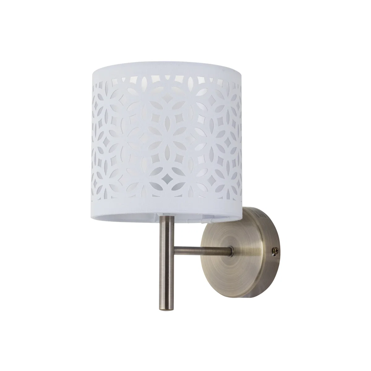 Brea Antique Brass Wall Light With White Cut Out Shade - Antique Brass & White – image 1