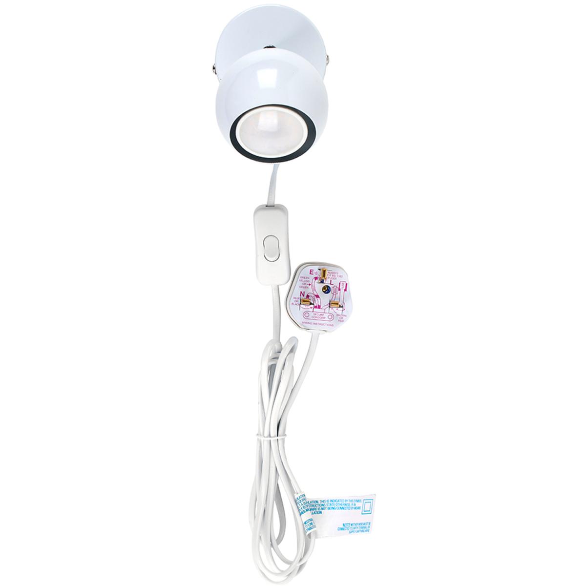 Modern Single Eyeball Plug-in Wall Spotlight in Gloss White Finish - White – image 3