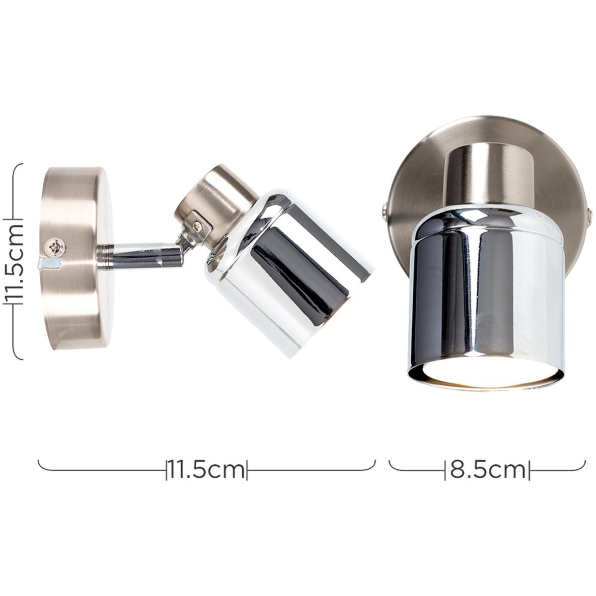 Single Brushed Chrome Spotlight Wall Light - Brushed Chrome – image 5