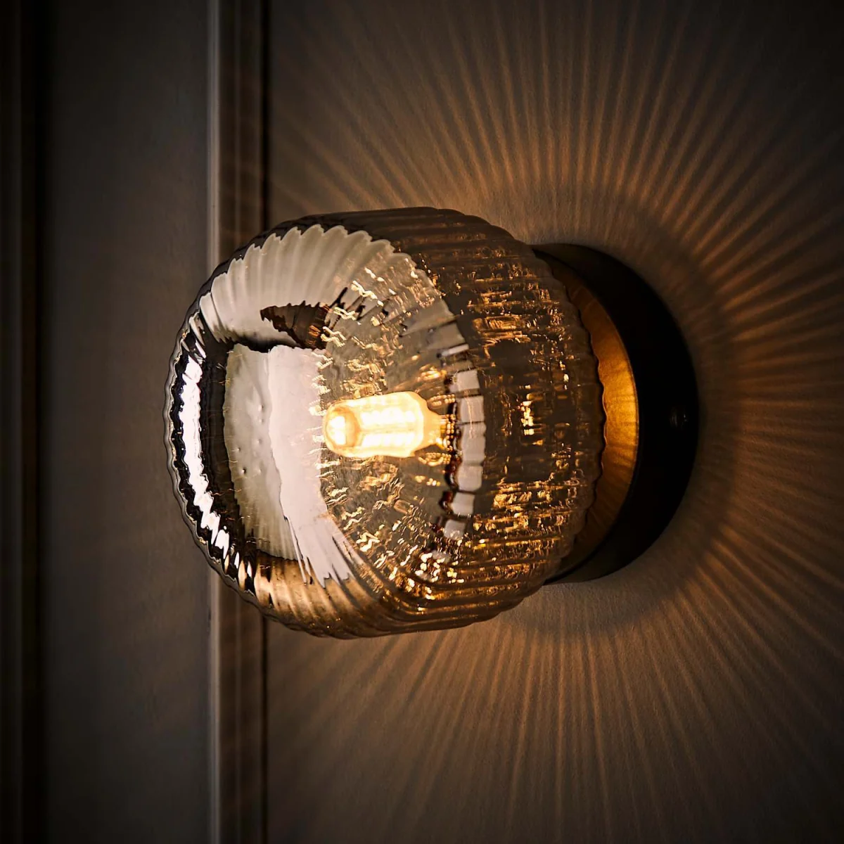 Calpe Flush Wall Light with Ribbed Shade - Black / 0.31kg / Glass / 0 – image 3
