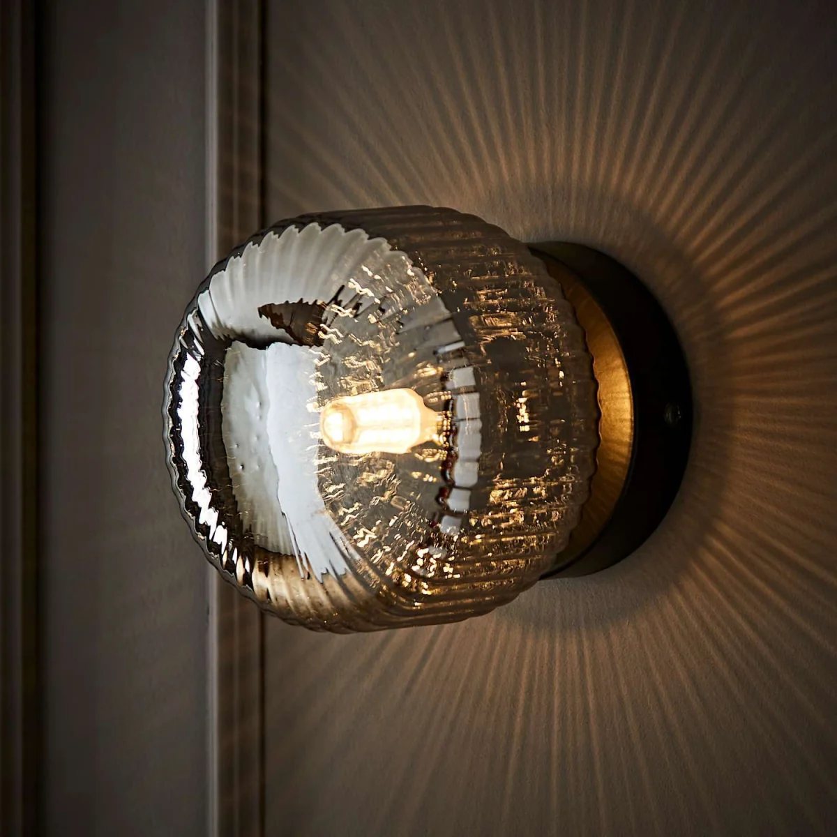 Calpe Flush Wall Light with Ribbed Shade - Black / 0.31kg / Glass / 0 – image 1