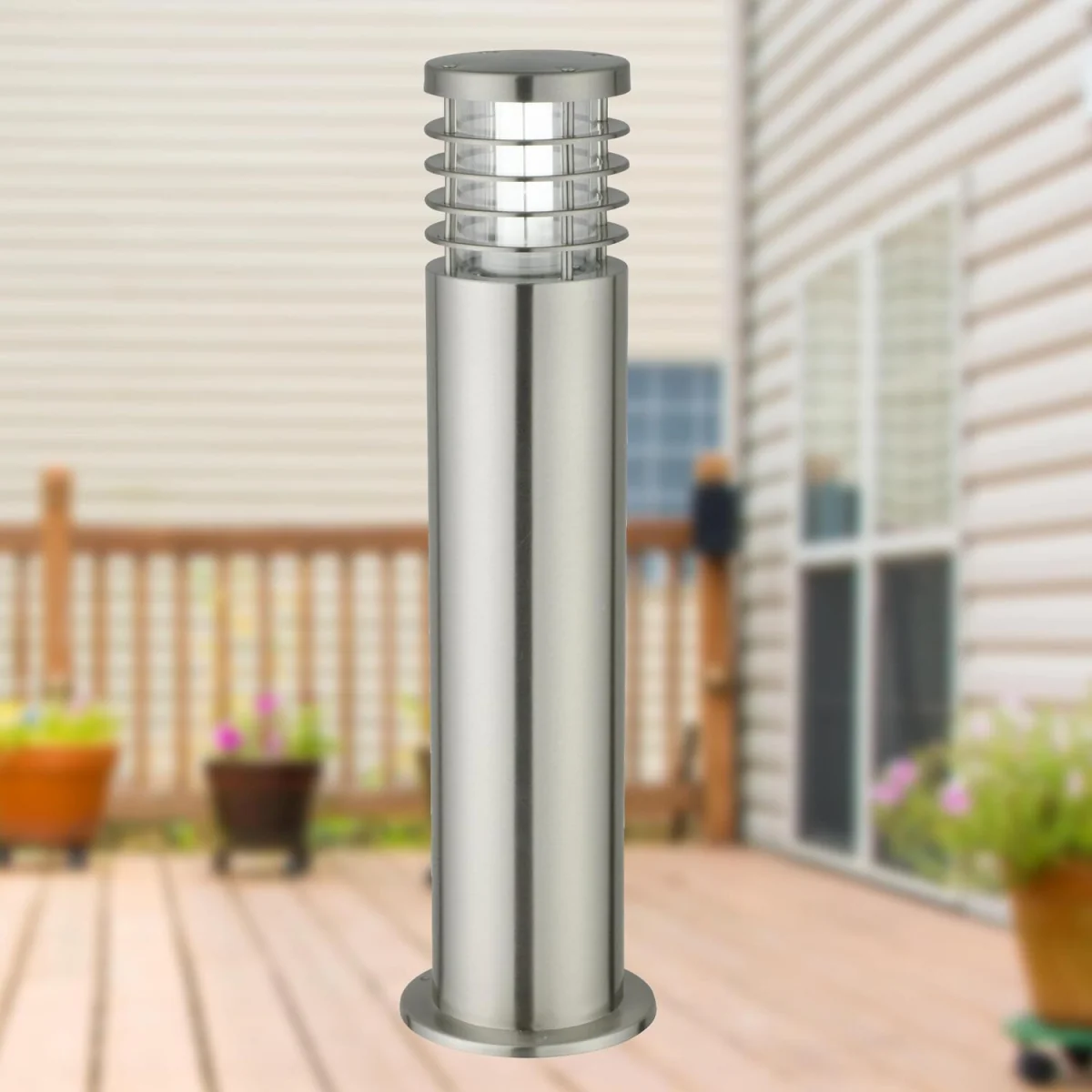 Bloom Brushed Stainless Steel Outdoor Post Light - Stainless Steel & Clear – image 3