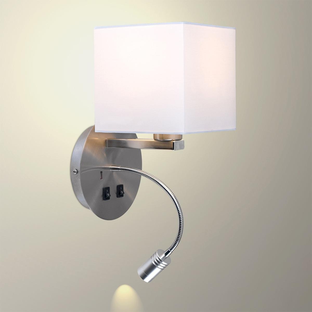 Solara Pair of Silver Indoor Wall TaskReading Light With USB Charging Port - Silver – image 4
