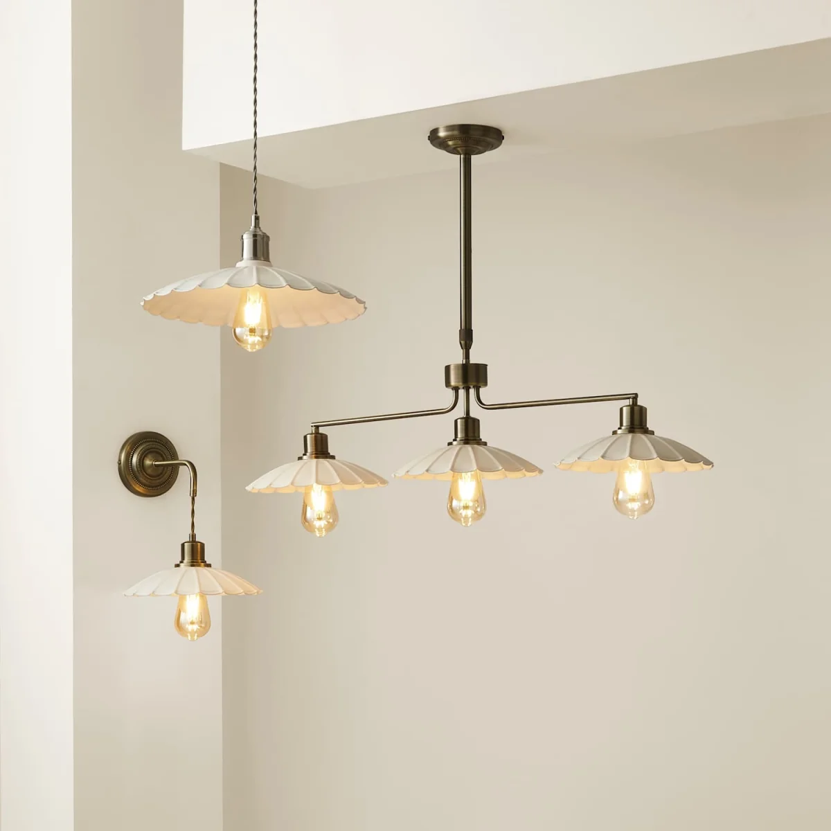 Holborn Cream Scallop Adjustable Wall Light - Cream / 0.5kg / Metal / 0 – image 6