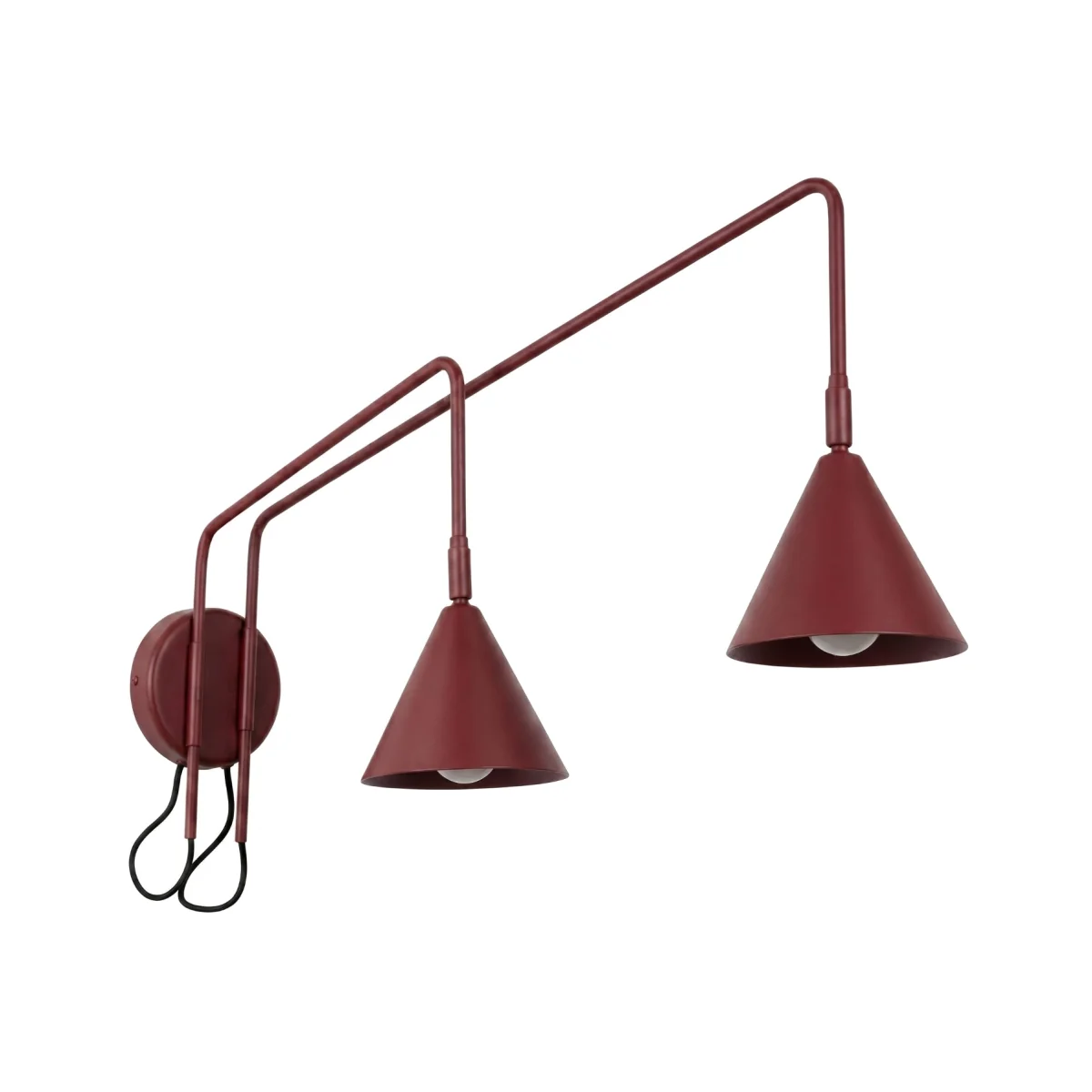 Wall lamp NOX 2 burgundy with a switch – image 1