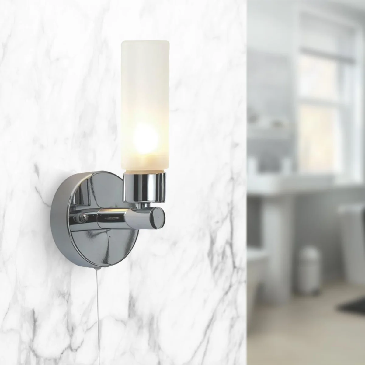 Beta Bathroom Wall Light - Polished Chrome Plate And Frosted Glass Diffuser – image 4