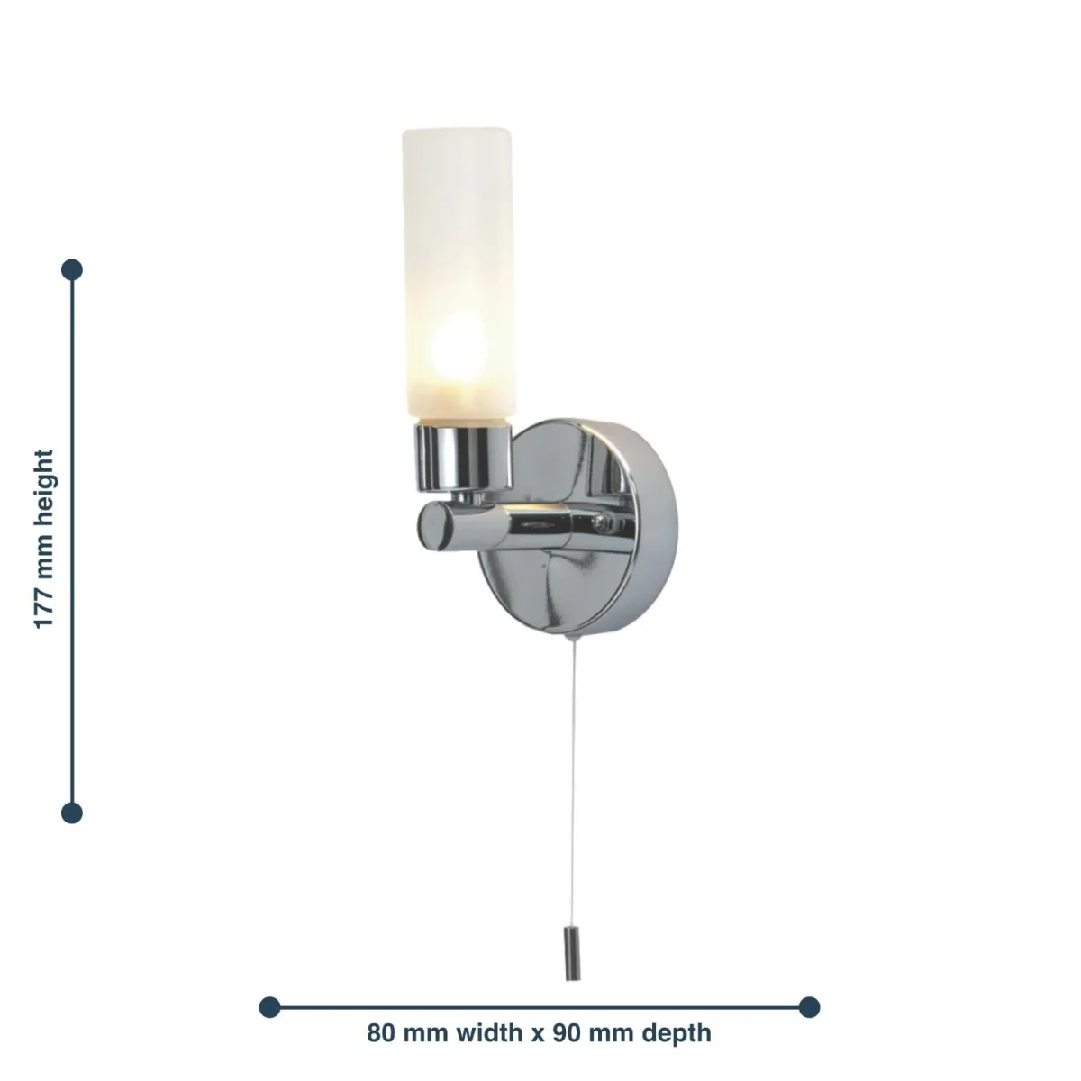 Beta Bathroom Wall Light - Polished Chrome Plate And Frosted Glass Diffuser – image 6