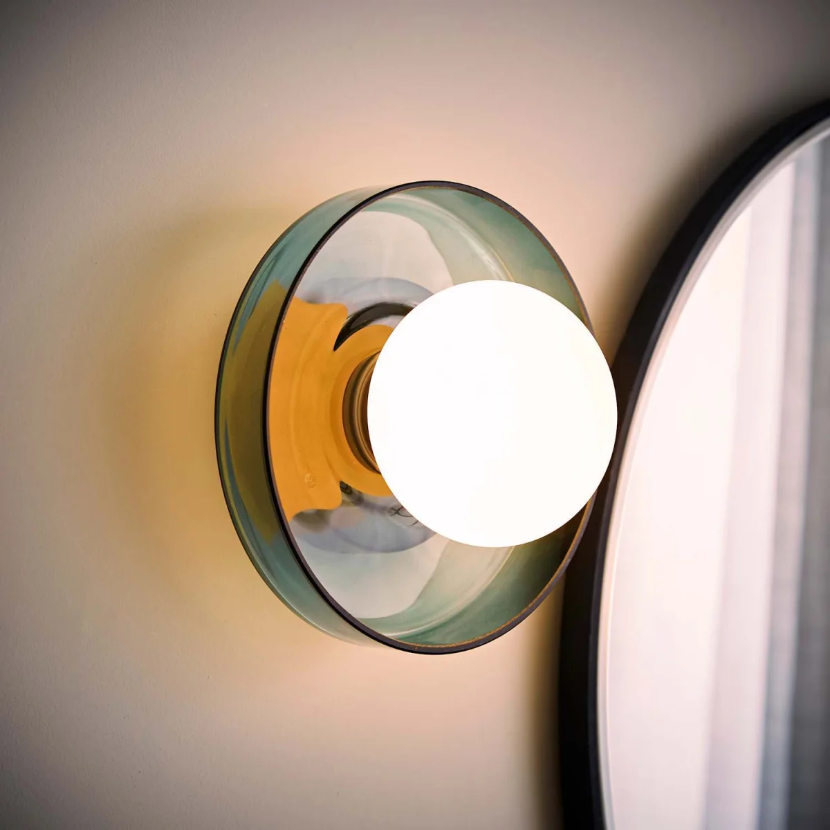 Newbury Glass Plate with Globe Shade IP44 Bathroom Wall Light - Jade Green / 25cm / 0.46kg / 0 – image 4