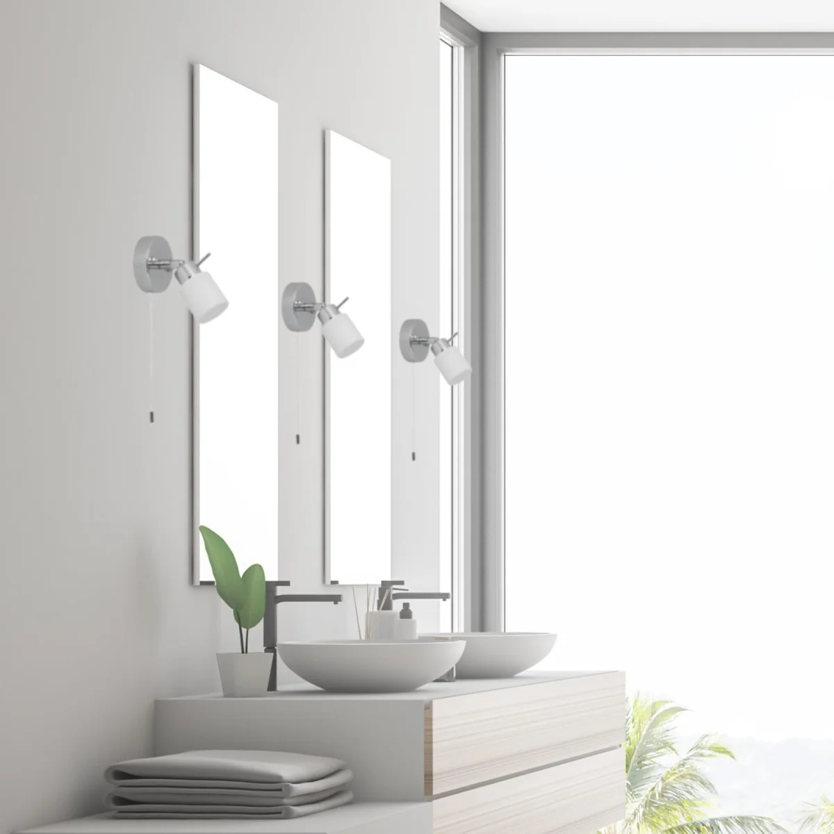 Set Of 2 Iona Bathroom Wall Spotlights - Polished Chrome Plate And Opal Glass – image 4