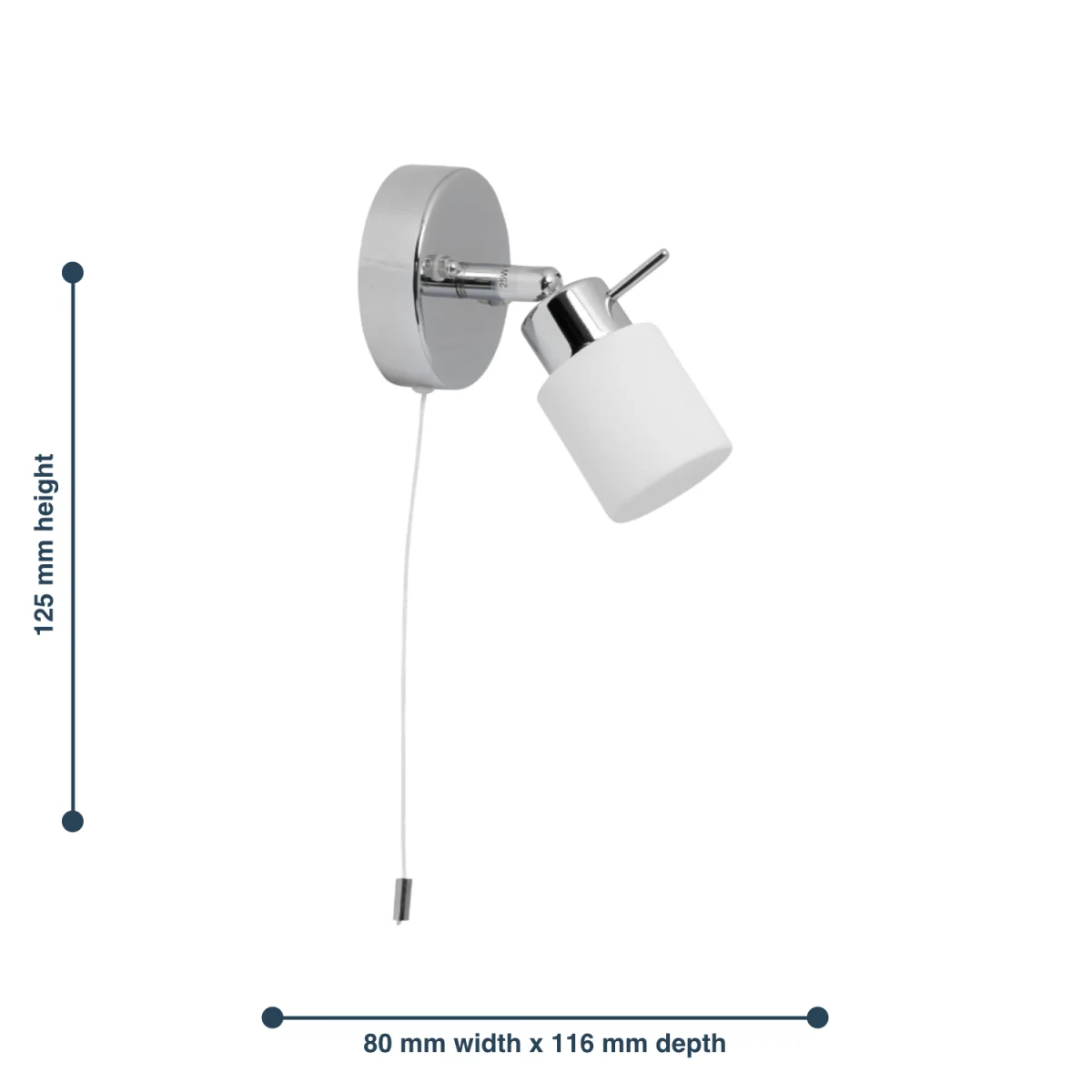 Set Of 2 Iona Bathroom Wall Spotlights - Polished Chrome Plate And Opal Glass – image 5