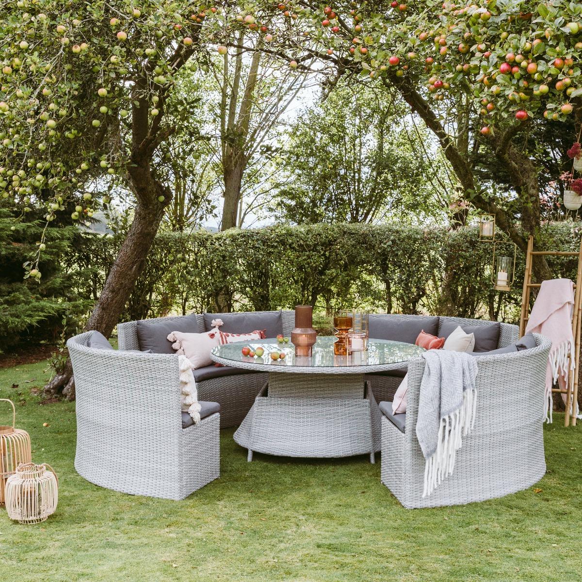 Didcot Round Sofa Dining Set With Rising Table, Grey | Barker & Stonehouse – image 2