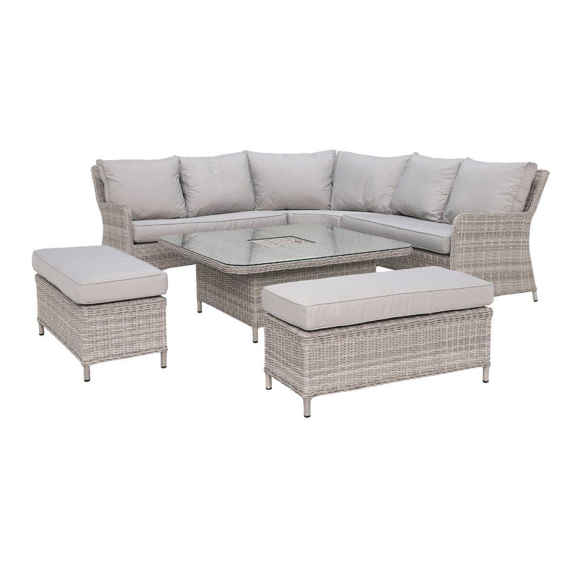 Hathaway Corner Garden Dining Set with Ice Bucket in Light Grey Weave and Grey Fabric – image 3