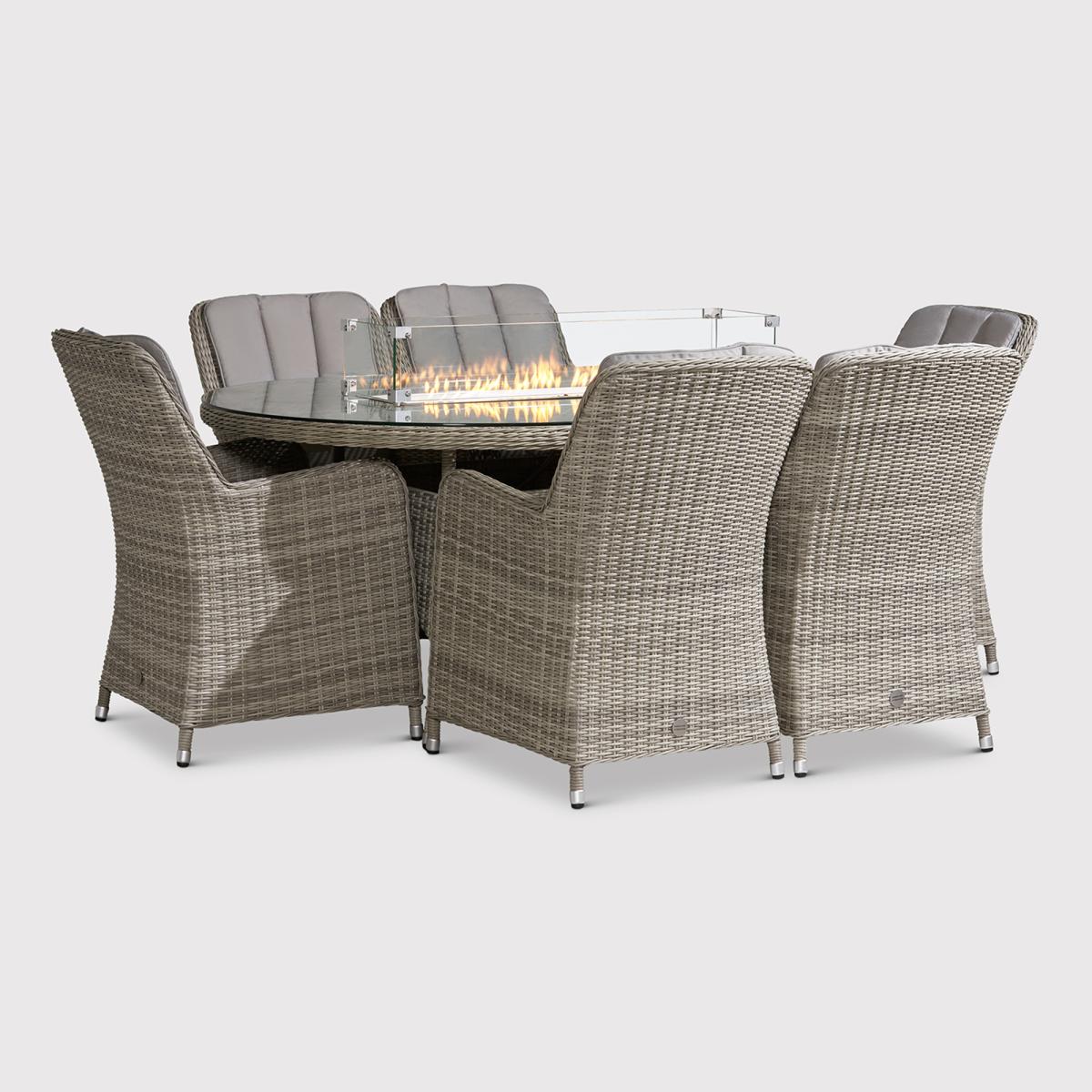 Hathaway 6 Seater Oval Dining Set With Firepit, Grey | Barker & Stonehouse – image 1