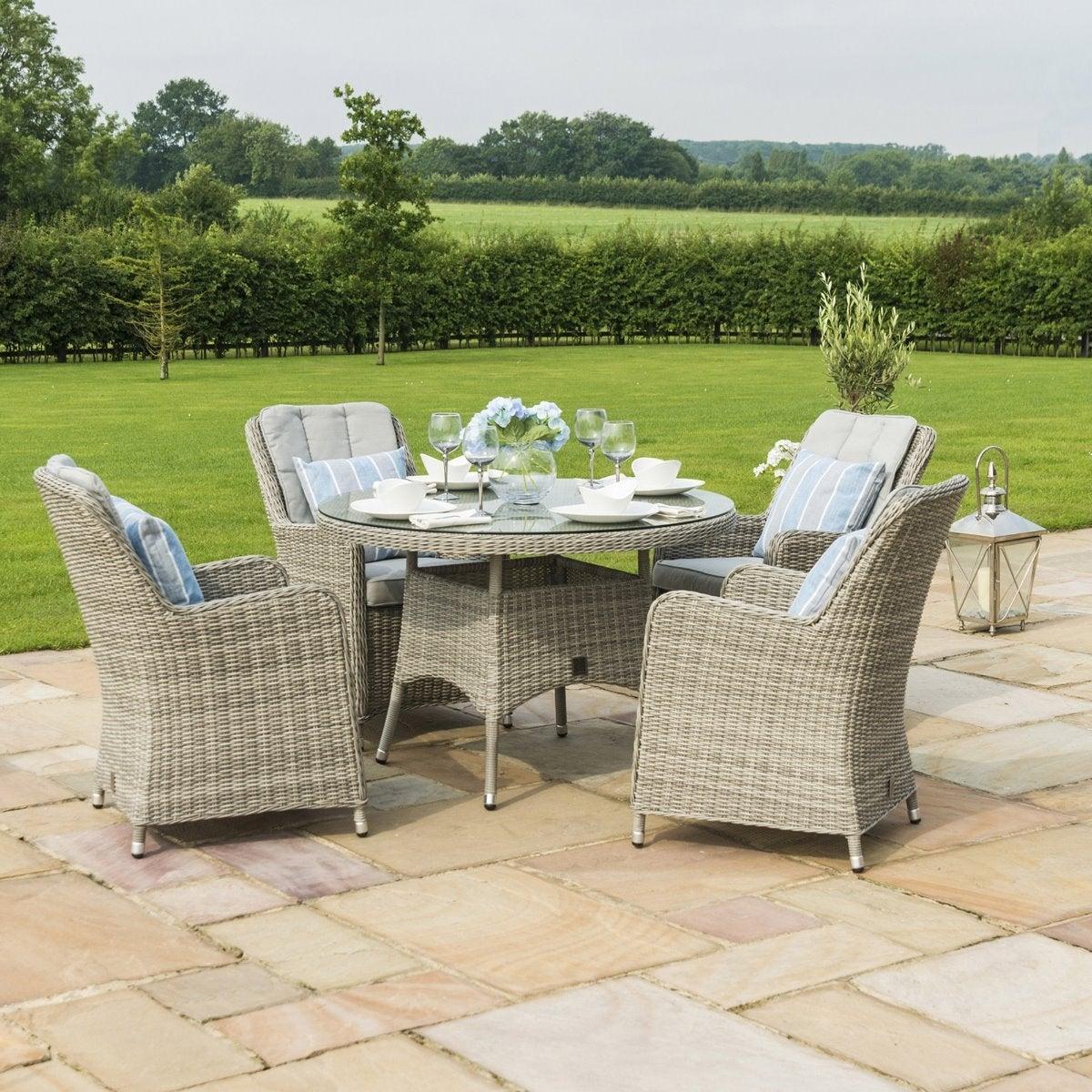 Hathaway 4 Seat Round Dining Set with Venice Chairs, Grey | Barker & Stonehouse – image 2