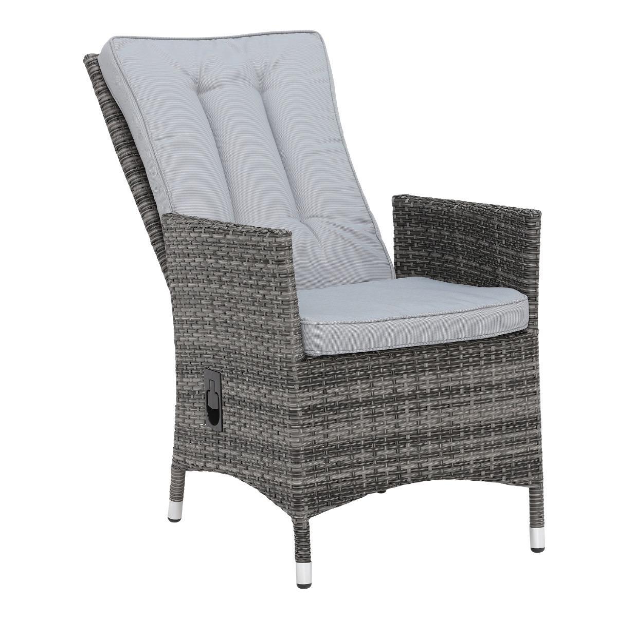 Tiverton 6 Seat Round Garden Dining Set in Grey Weave with Grey Fabric – image 11