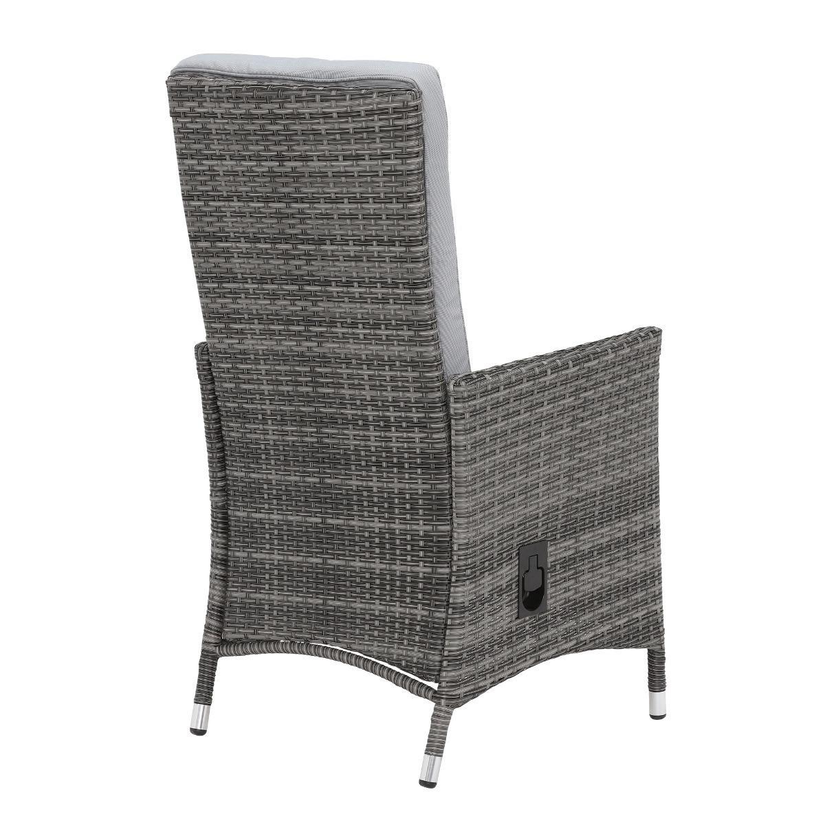 Tiverton 6 Seat Round Garden Dining Set in Grey Weave with Grey Fabric – image 13