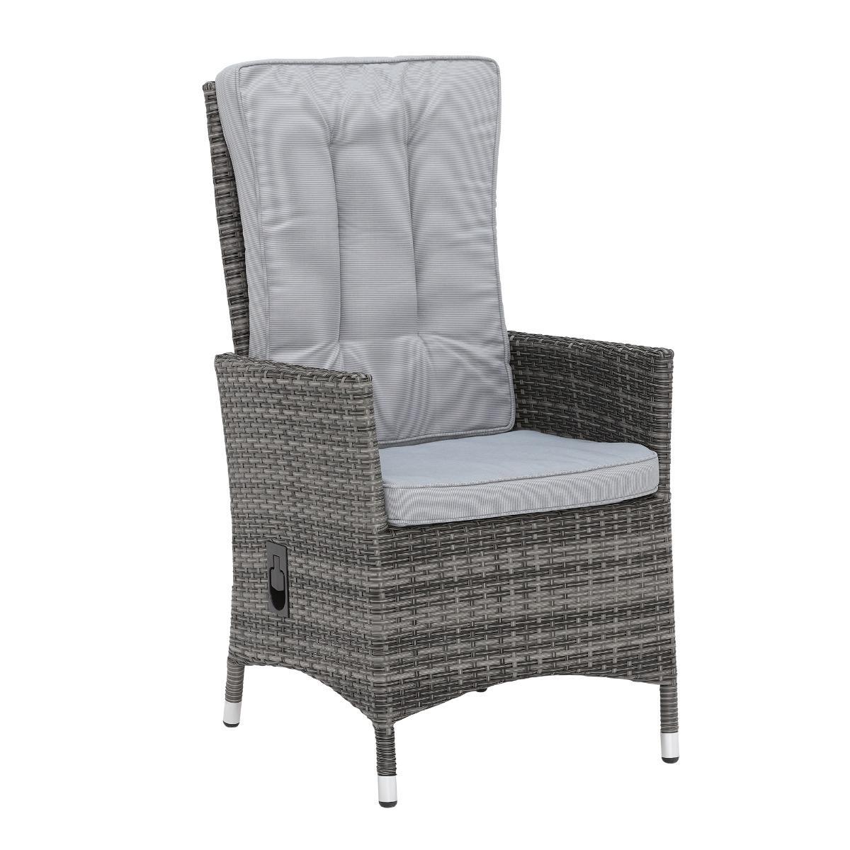 Tiverton 6 Seat Round Garden Dining Set in Grey Weave with Grey Fabric – image 9