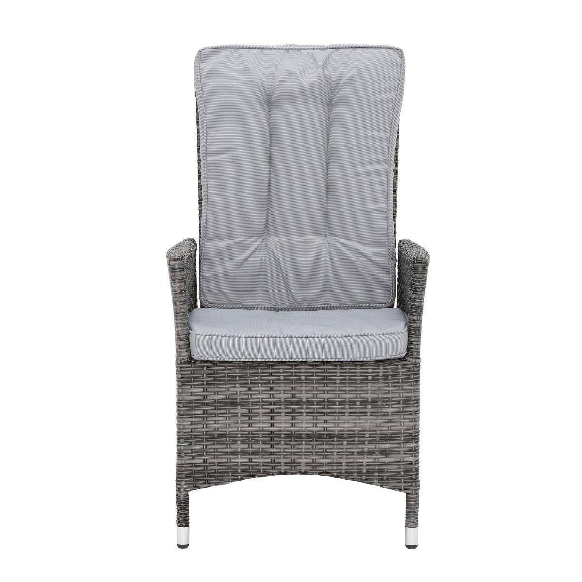 Tiverton 6 Seat Round Garden Dining Set in Grey Weave with Grey Fabric – image 10